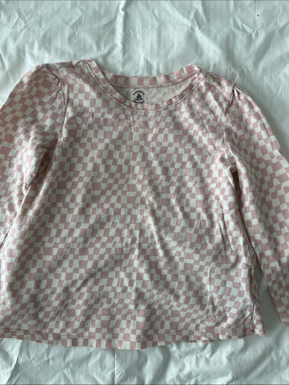 GAP Pink and White Checkerboard Long-Sleeve Tee